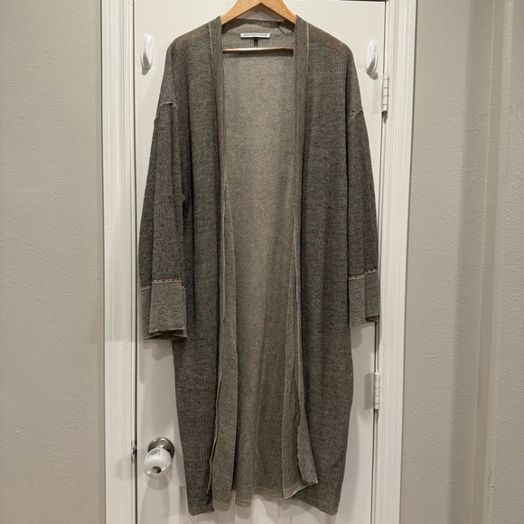 Adolfo Dominguez Kimono Jacket Women’s S Duster Cardigan Grey Linen Blend - Picture 1 of 8